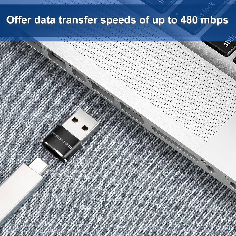 COUPLING USMILE USB to USB C Adapter 4 Packs for iPhone Fast Charging, Transfer and Type C OTG Convert. USBC to A Compatible with iPhone 17/16/15 Plus Pro Max,iPad Pro Air 7/6/5 Almost USB Devices - Image 2